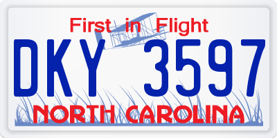 NC license plate DKY3597