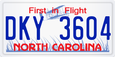 NC license plate DKY3604