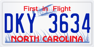 NC license plate DKY3634