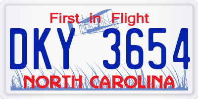 NC license plate DKY3654