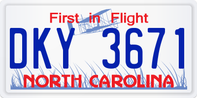 NC license plate DKY3671