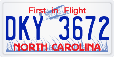 NC license plate DKY3672