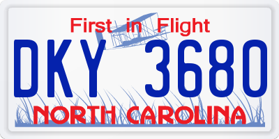 NC license plate DKY3680
