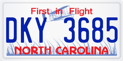 NC license plate DKY3685