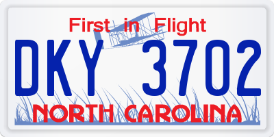 NC license plate DKY3702