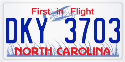 NC license plate DKY3703