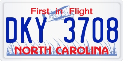 NC license plate DKY3708
