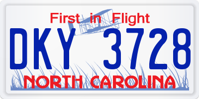 NC license plate DKY3728