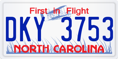 NC license plate DKY3753