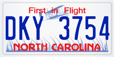 NC license plate DKY3754