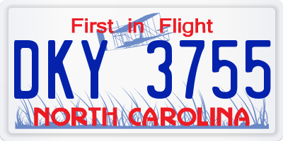 NC license plate DKY3755