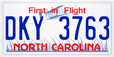 NC license plate DKY3763