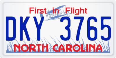 NC license plate DKY3765