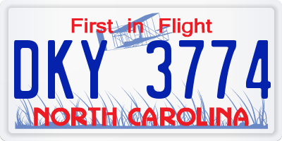 NC license plate DKY3774