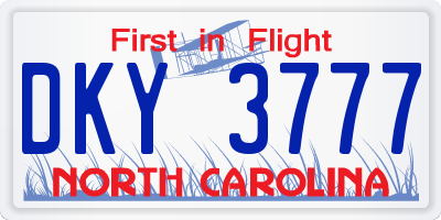 NC license plate DKY3777
