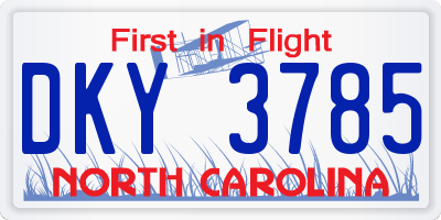 NC license plate DKY3785