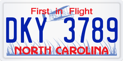 NC license plate DKY3789