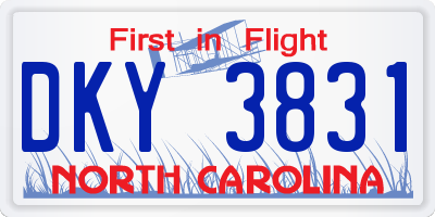 NC license plate DKY3831