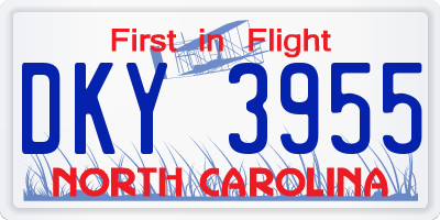 NC license plate DKY3955