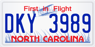 NC license plate DKY3989