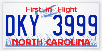 NC license plate DKY3999