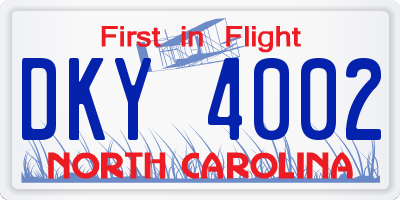 NC license plate DKY4002