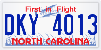 NC license plate DKY4013