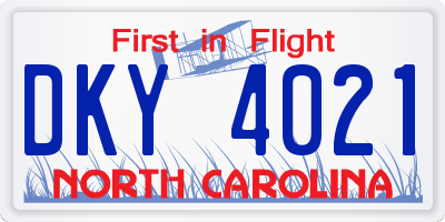 NC license plate DKY4021