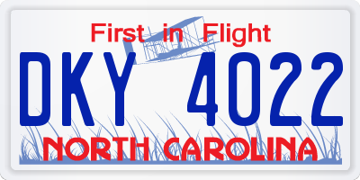NC license plate DKY4022