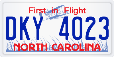 NC license plate DKY4023