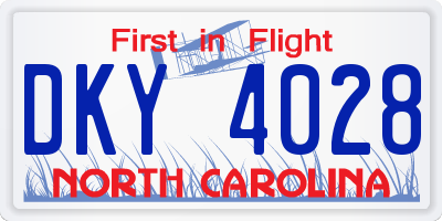 NC license plate DKY4028