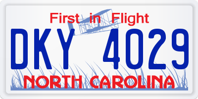 NC license plate DKY4029