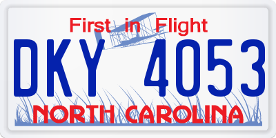 NC license plate DKY4053