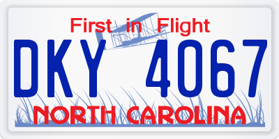 NC license plate DKY4067
