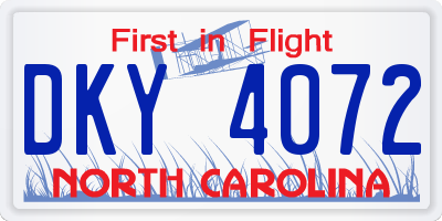 NC license plate DKY4072