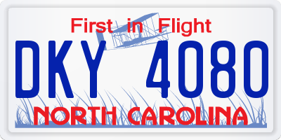 NC license plate DKY4080