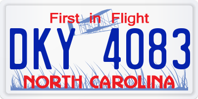 NC license plate DKY4083
