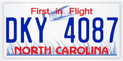NC license plate DKY4087