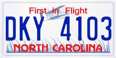 NC license plate DKY4103