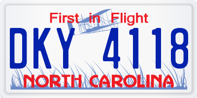 NC license plate DKY4118
