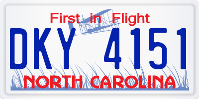 NC license plate DKY4151