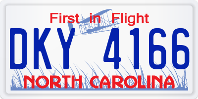 NC license plate DKY4166