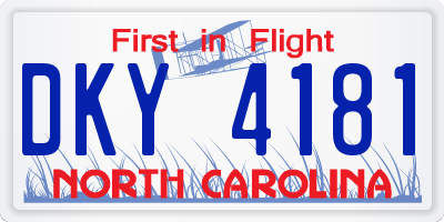 NC license plate DKY4181