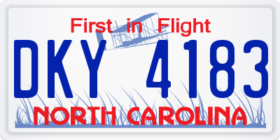NC license plate DKY4183