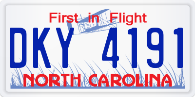 NC license plate DKY4191