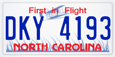 NC license plate DKY4193