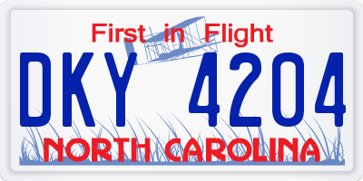 NC license plate DKY4204