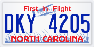 NC license plate DKY4205