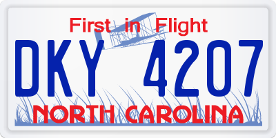 NC license plate DKY4207