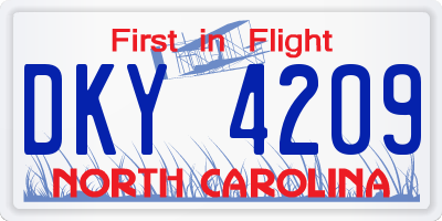 NC license plate DKY4209